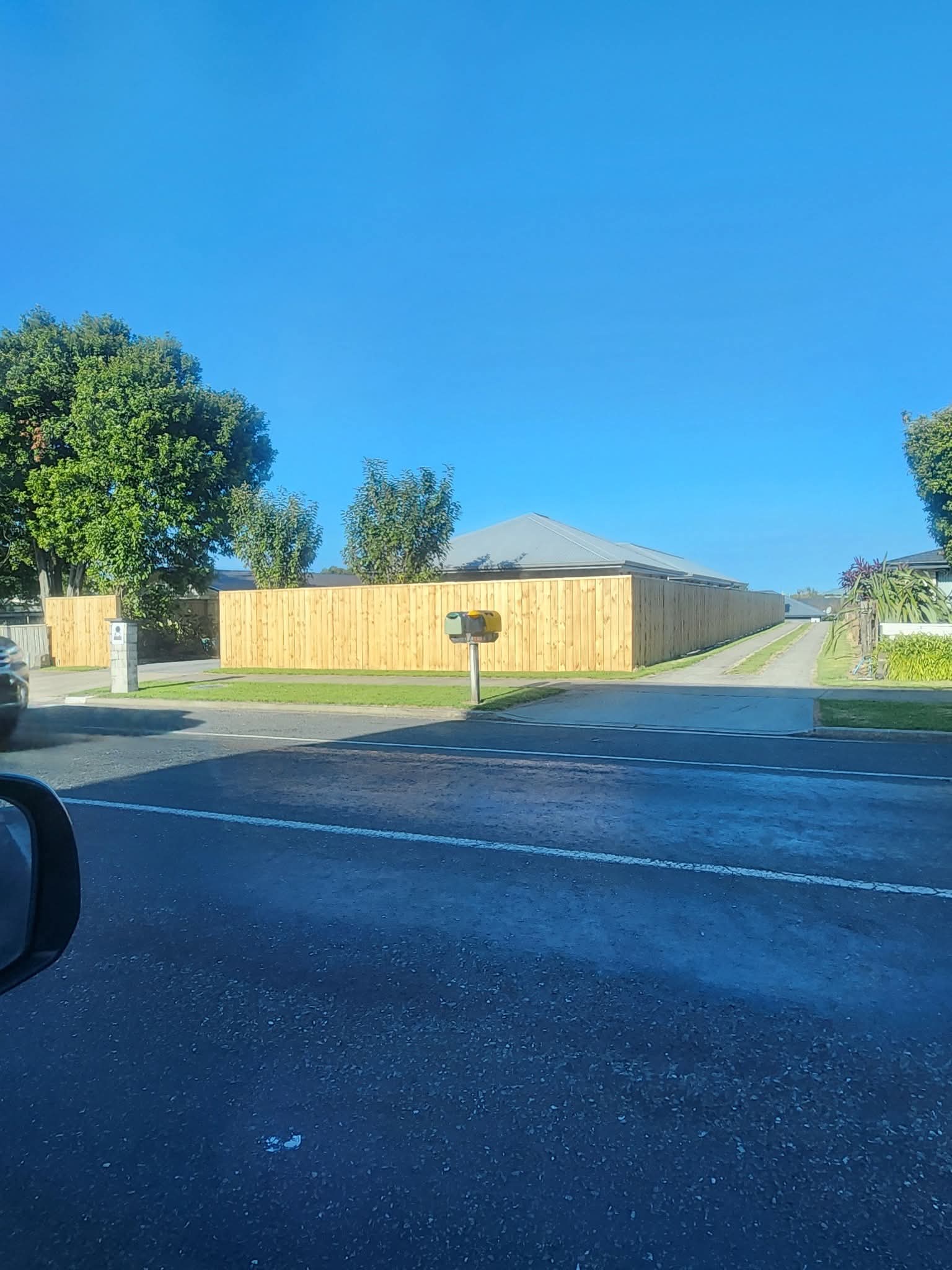 Timber paling street fence