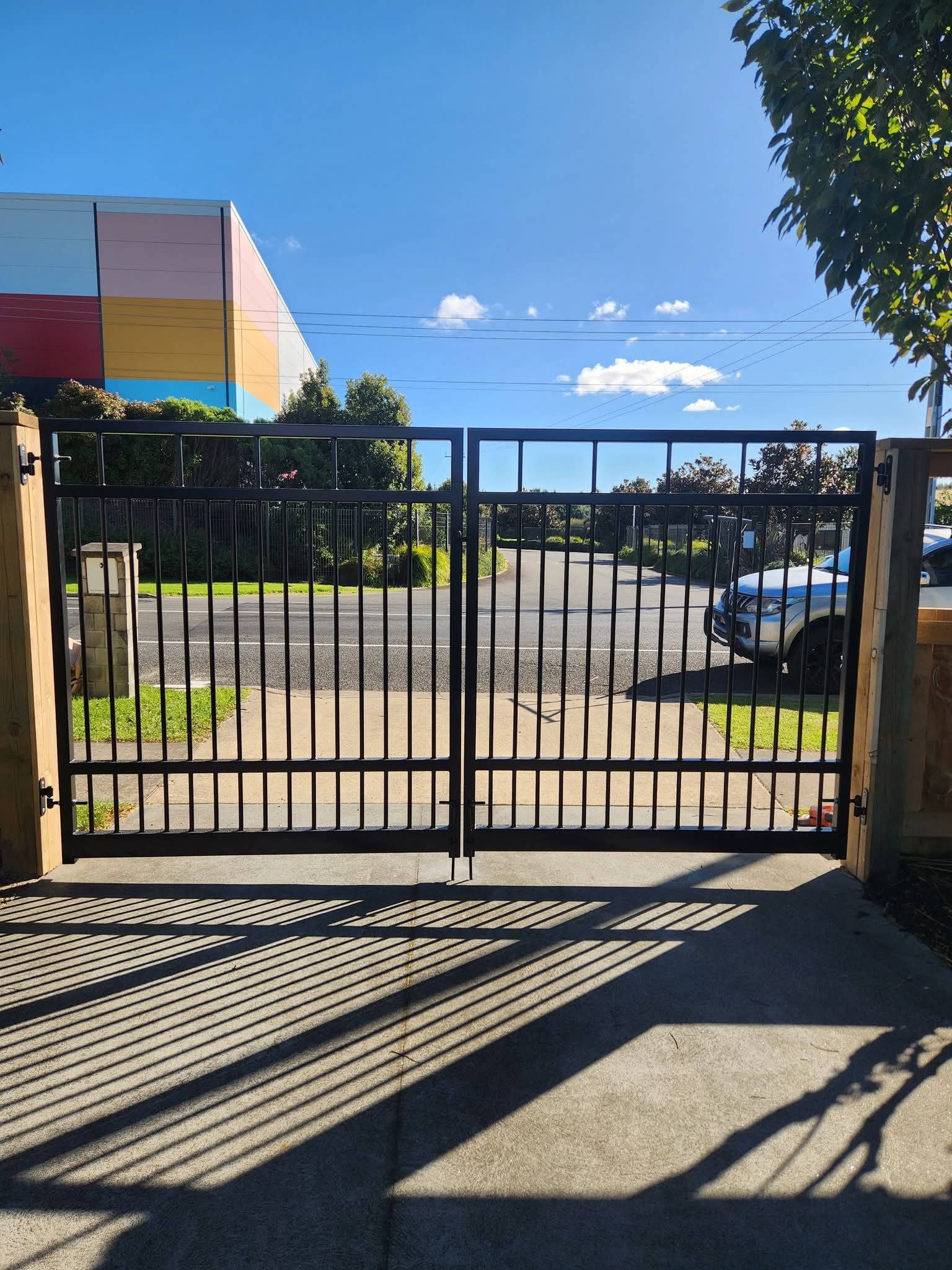 Modern horizontal slat timber fence Bay of Plenty